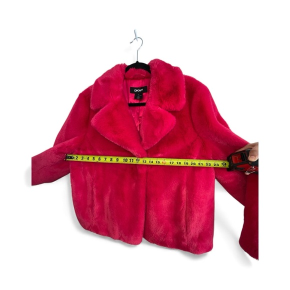 DKNY Women's Vibrant Pink Faux Fur Jacket - Picture 13 of 14
